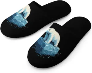 Save Polar Bears Melting Glaciers Winter Mens Slippers Soft Lightweight Breathable Slip On House Shoes Indoor Outdoor