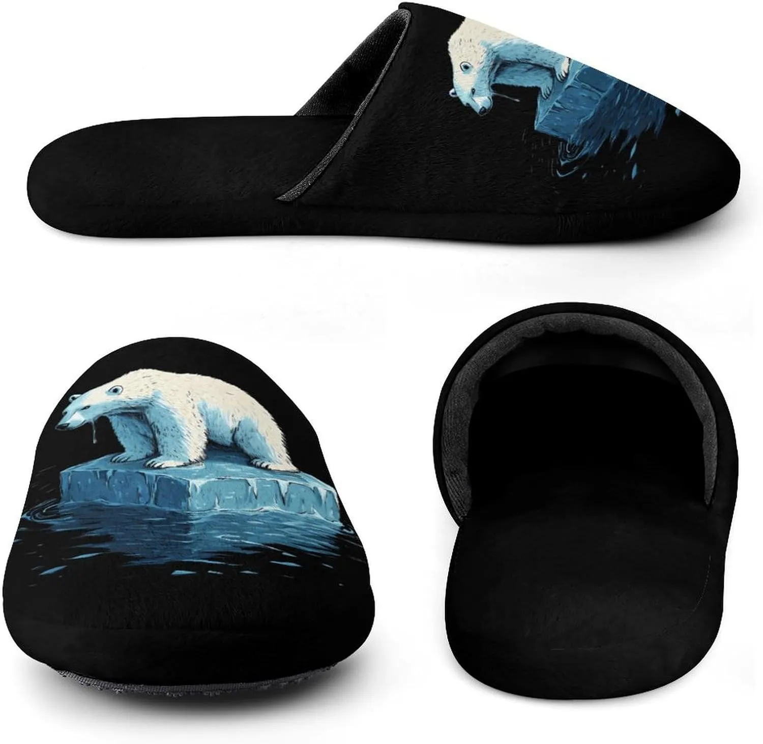 Save Polar Bears Melting Glaciers Winter Mens Slippers Soft Lightweight Breathable Slip On House Shoes Indoor Outdoor