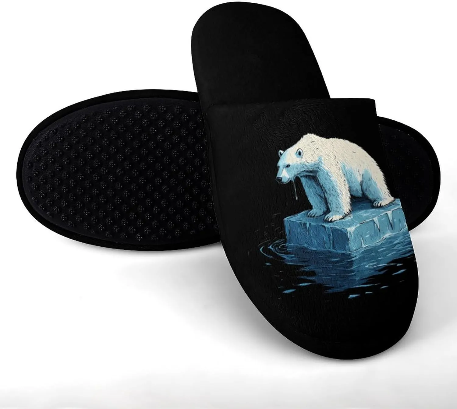 Save Polar Bears Melting Glaciers Winter Mens Slippers Soft Lightweight Breathable Slip On House Shoes Indoor Outdoor