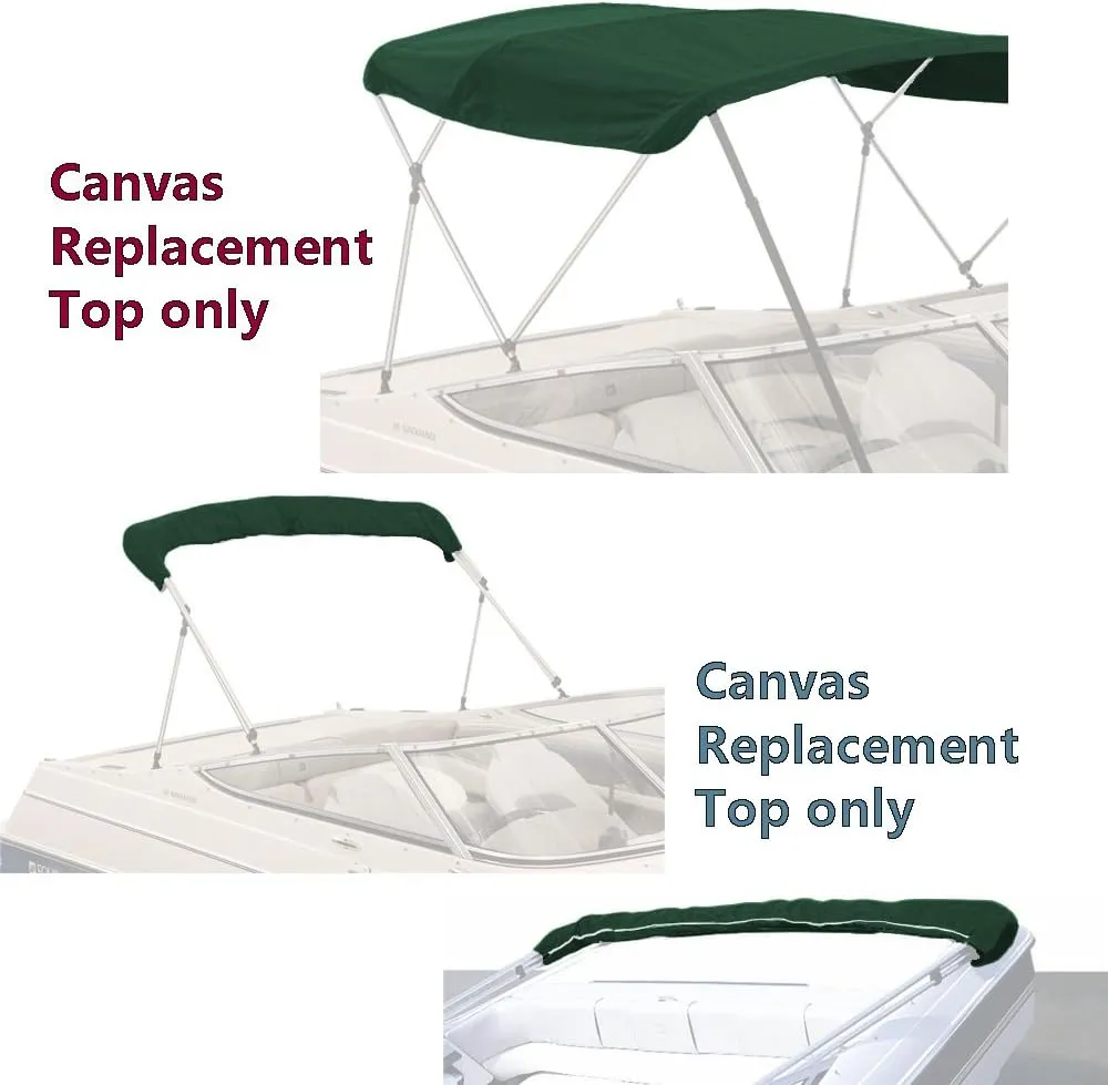 SavvyCraft 4 Bow Bimini Top Replacement Cover 9 Colors Options 8ft and 10ft Long, Durable Marine Grade Canvas Sun Shade Boat Canopy, Easy Install Zipper Sleeves, Replacement Canvas Only No Fram