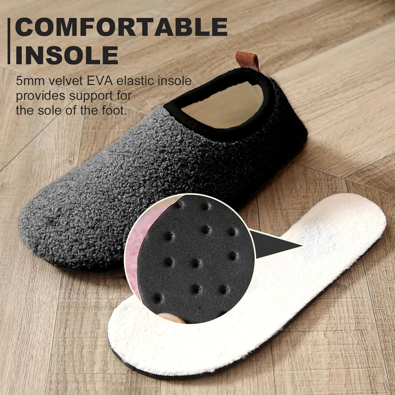 sazujinwu Women's House Shoes Fuzzy Fur Slippers Casual Non Slip Men's Barefoot Slipper Socks Warm Closed Lightweight and Breathable Indoor Outdoor Shoes