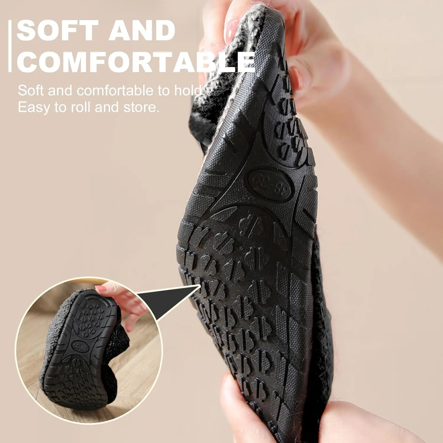 sazujinwu Women's House Shoes Fuzzy Fur Slippers Casual Non Slip Men's Barefoot Slipper Socks Warm Closed Lightweight and Breathable Indoor Outdoor Shoes