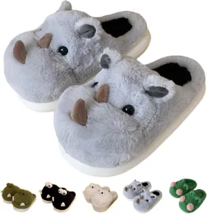Schnappi Crocodile Slippers, Women's Fuzzy Crocodile Slipper Memory Foam Slippers, Cute Cartoon Animal Slides Winter Warm Cotton House Shoes (Dinosaur,12-13 Women/10-11 Men)