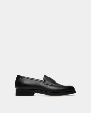 Schoenen Loafer In Black Grained Leather