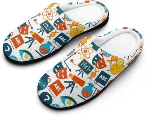 Science Education Math Slippers for Women Girls Warm Plush Indoor Outdoor Shoes Non Slip