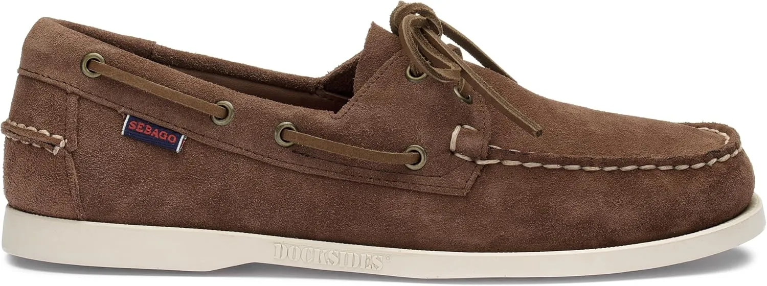 Sebago Portland Roughout Boat Shoes - Handsewn Roughout Leather Moccasins with Leather Sock Lining and Non-Marking, Non-Slip Siped Rubber Outsoles