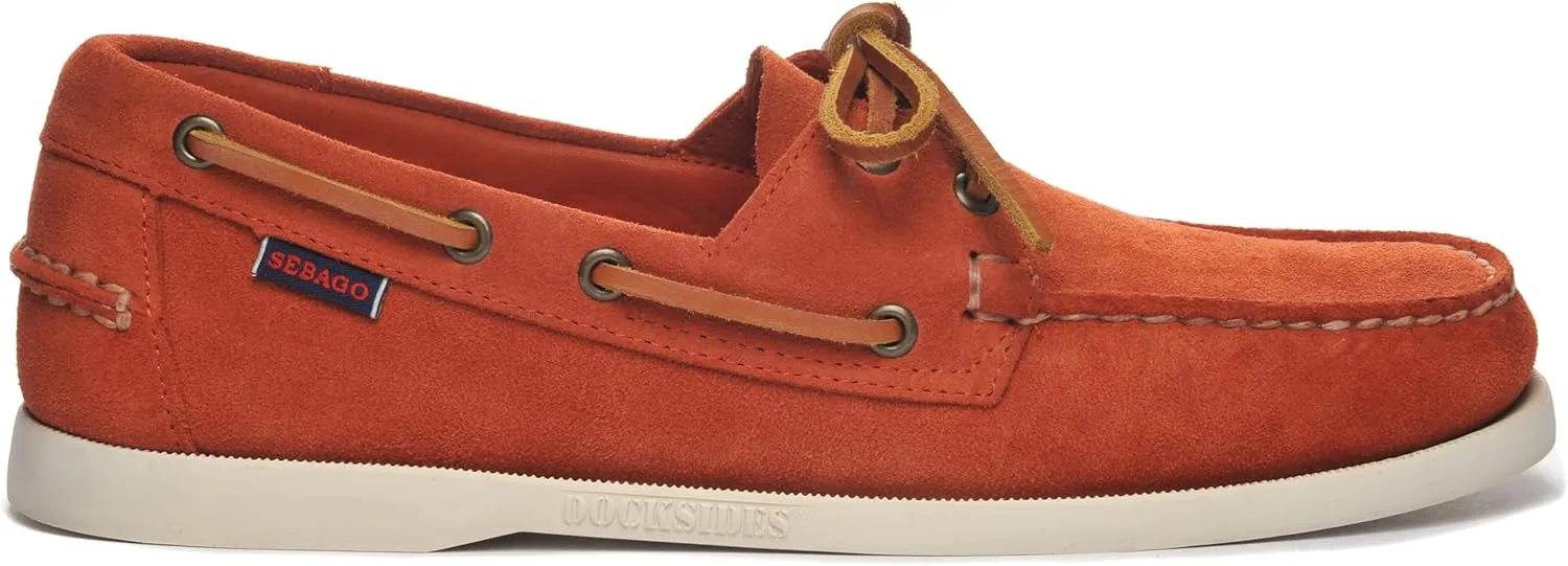 Sebago Portland Roughout Boat Shoes - Handsewn Roughout Leather Moccasins with Leather Sock Lining and Non-Marking, Non-Slip Siped Rubber Outsoles