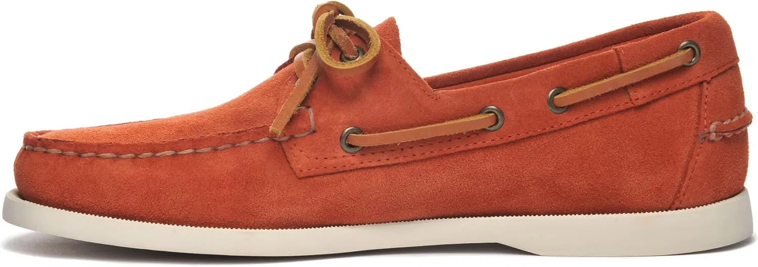 Sebago Portland Roughout Boat Shoes - Handsewn Roughout Leather Moccasins with Leather Sock Lining and Non-Marking, Non-Slip Siped Rubber Outsoles