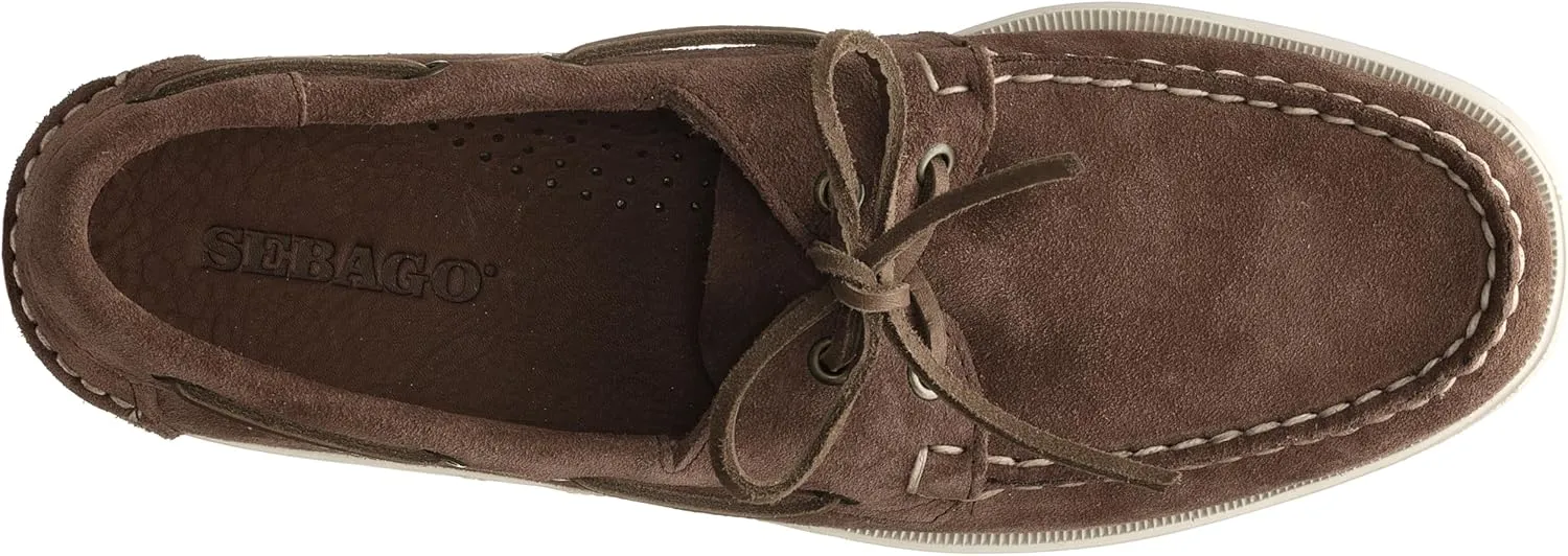 Sebago Portland Roughout Boat Shoes - Handsewn Roughout Leather Moccasins with Leather Sock Lining and Non-Marking, Non-Slip Siped Rubber Outsoles
