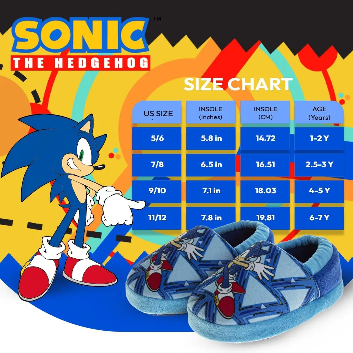 SEGA Sonic the Hedgehog Slippers - Kids House Shoes Lightweight Plush Warm Comfort Soft Aline Slipper (toddlers - little kids)