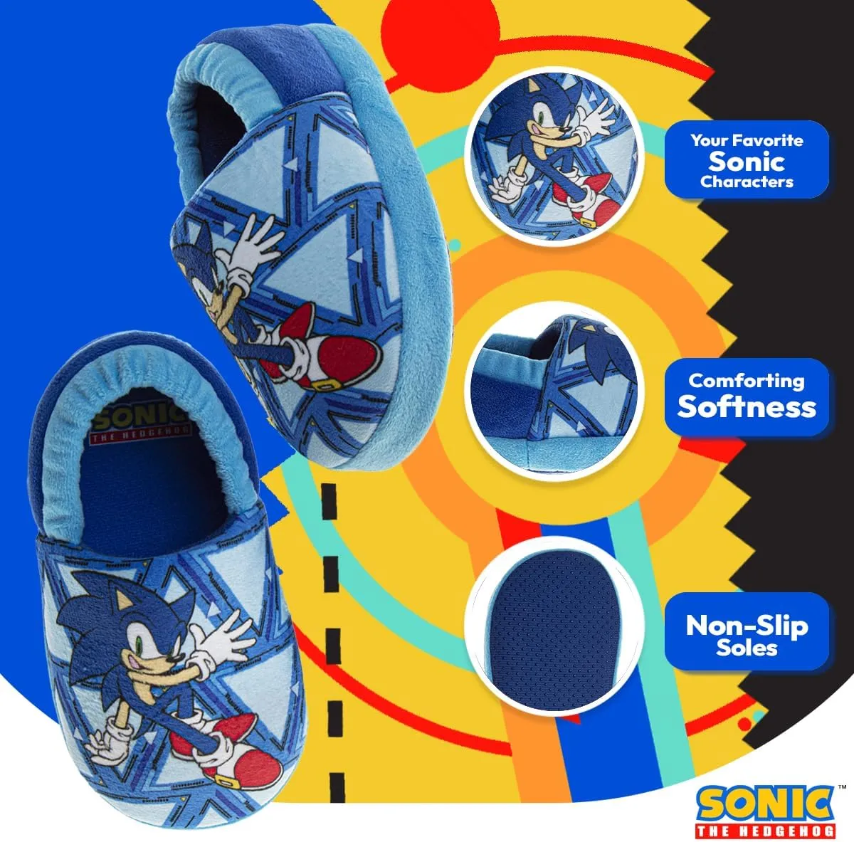 SEGA Sonic the Hedgehog Slippers - Kids House Shoes Lightweight Plush Warm Comfort Soft Aline Slipper (toddlers - little kids)