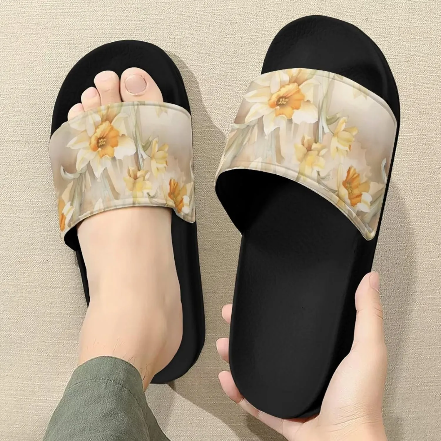 Semioury Starry Sky Cozy Home Shoes Tulip Tie-Dye Soft Sole Bedroom Anti-Skid Outdoor Sole House Shoes for Women Men Family