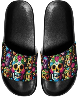 Semioury Sunflower Indoor Bedroom Slippers Water Sandals American Flag Galaxy Skull Open Toe Indoor Outdoor Slippers Non Slip