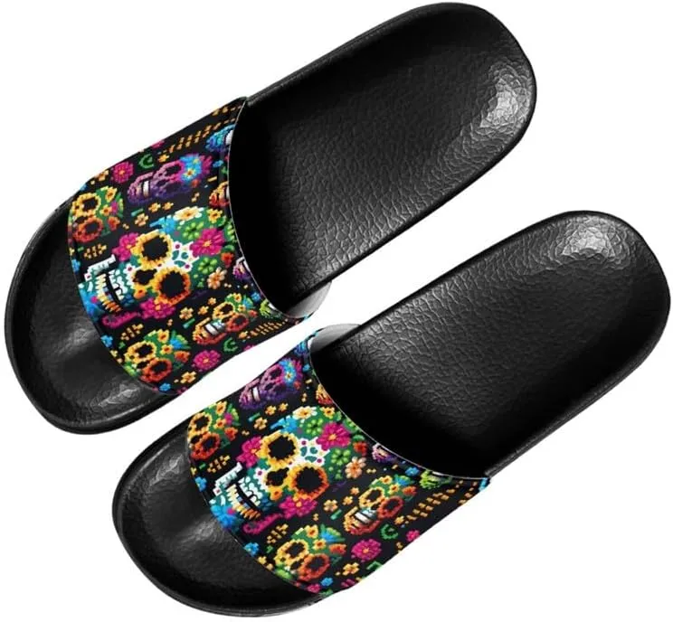 Semioury Sunflower Indoor Bedroom Slippers Water Sandals American Flag Galaxy Skull Open Toe Indoor Outdoor Slippers Non Slip