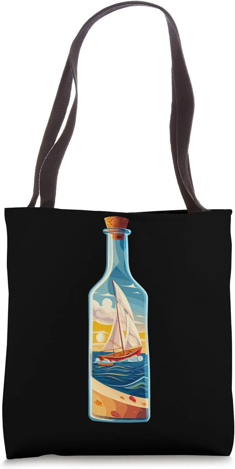 Ship In A Bottle - Boat In A Bottle - Impossible Bottle Tote Bag