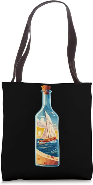 Ship In A Bottle - Boat In A Bottle - Impossible Bottle Tote Bag