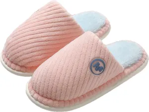 Simple Textured Striped Plush Slippers Soft Fluffy Warm Cozy Home Non-Slip Couple Style Casual Memory Foam Fuzzy Slides Indoor Outdoor Anti-Skid (Size:44-45,Color:pink)
