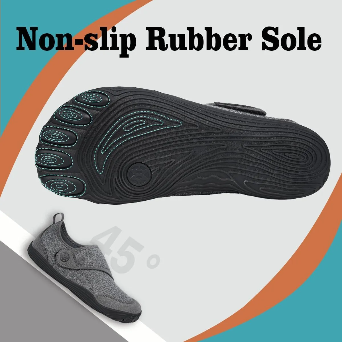 Sisttke Womens Mens Barefoot Slippers Wide Diabetic Shoes with Arch Support Orthopedic Adjustable Walking Slipper Arthritis Edema Swollen House Shoes Indoor Outdoor