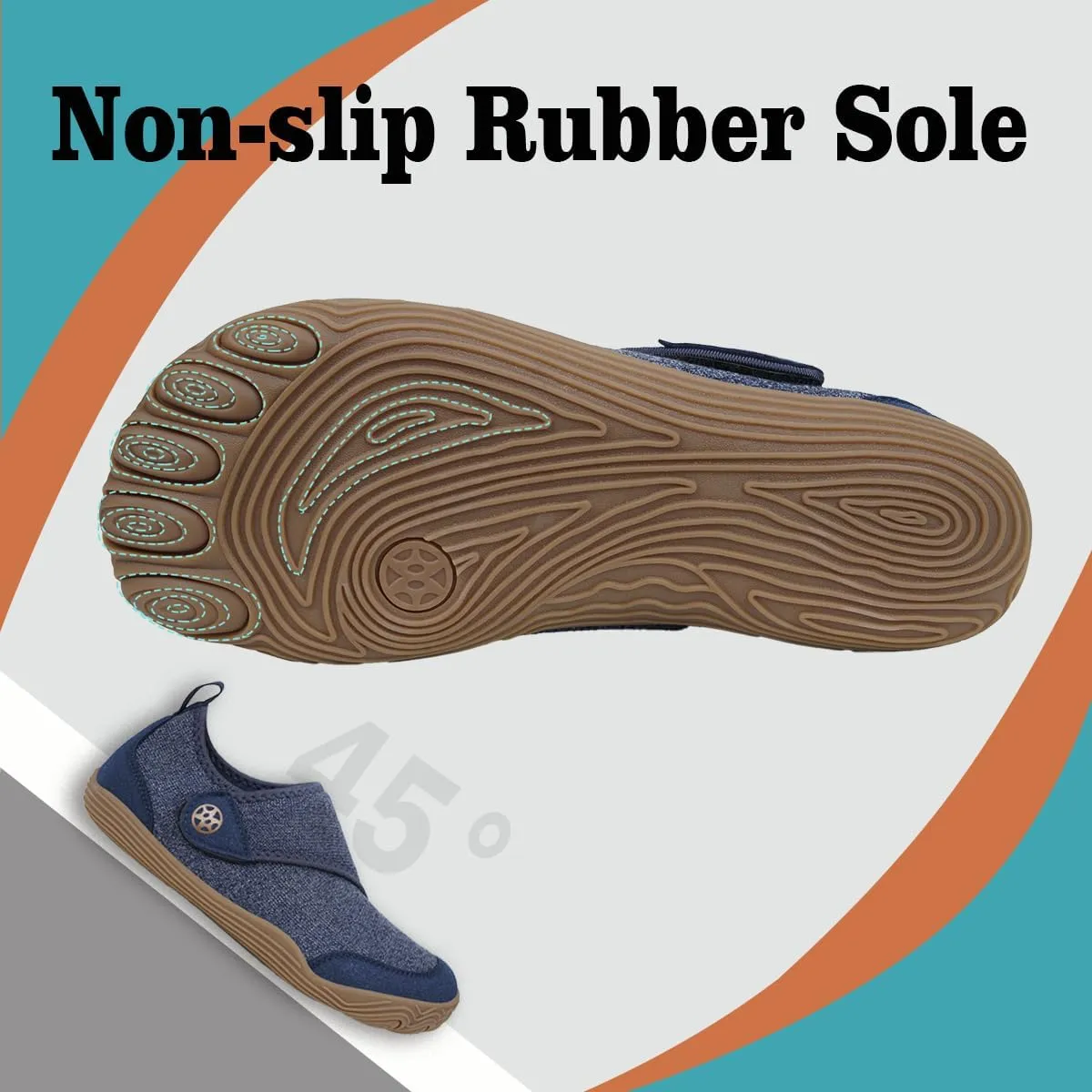 Sisttke Womens Mens Barefoot Slippers Wide Diabetic Shoes with Arch Support Orthopedic Adjustable Walking Slipper Arthritis Edema Swollen House Shoes Indoor Outdoor