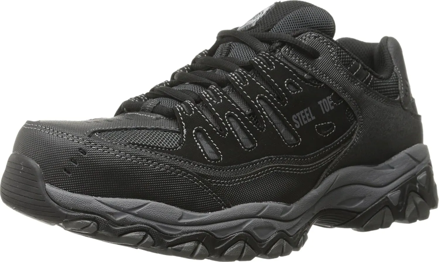 Skechers Men's Cankton Steel Toe Construction Shoe – Electrical Hazard Rated, Memory Foam, Black/Charcoal, 9 Wide