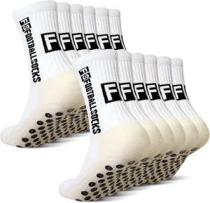 SkiBeaut Kid Youth Athletic Socks, 6 Pairs Anti Skid Soccer Football Young Teen Slipper Grips Socks for Boys Girls 4-16 Years