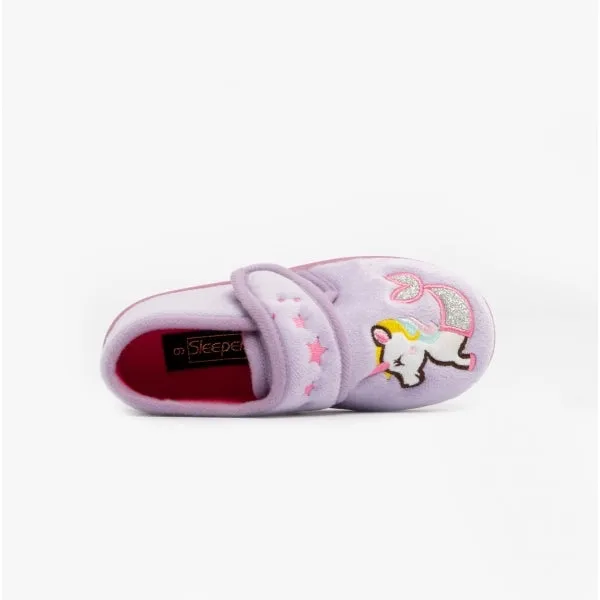 Sleepers MYSTIQUE Girls Touch Fastening Boot Slippers Lilac
