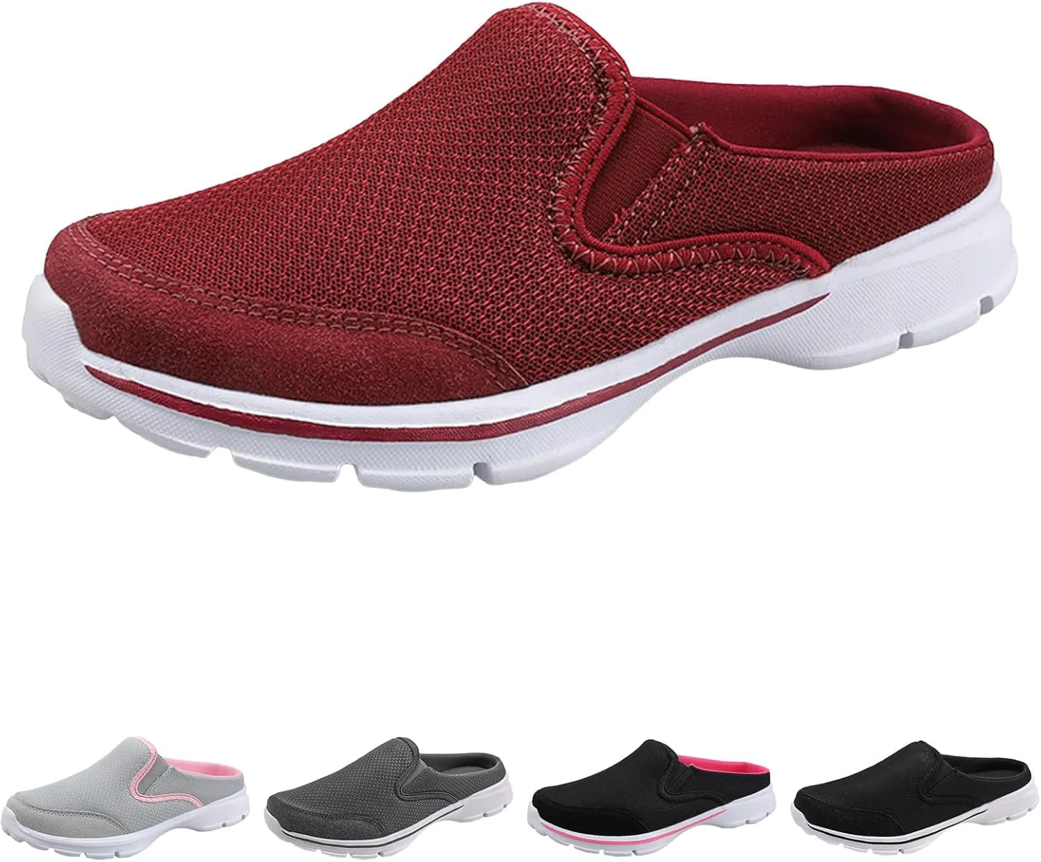 Slip on Mules & Clogs for Women Men Mesh Knit Open Back Walking Shoes Breathable Comfort Sneakers Orthopedic Slippers
