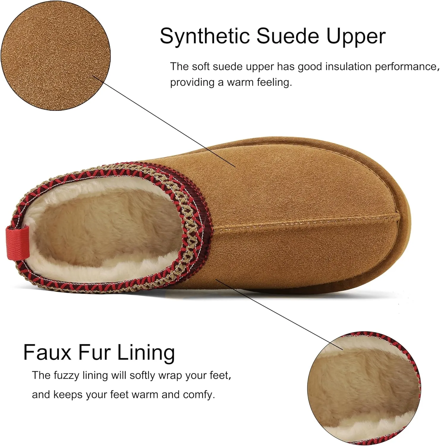 SMajong Women Platform Slippers Mini Snow Boots Thickened Flat Boot Fur Lined Shoes Home Slipper Winter Casual Shoes