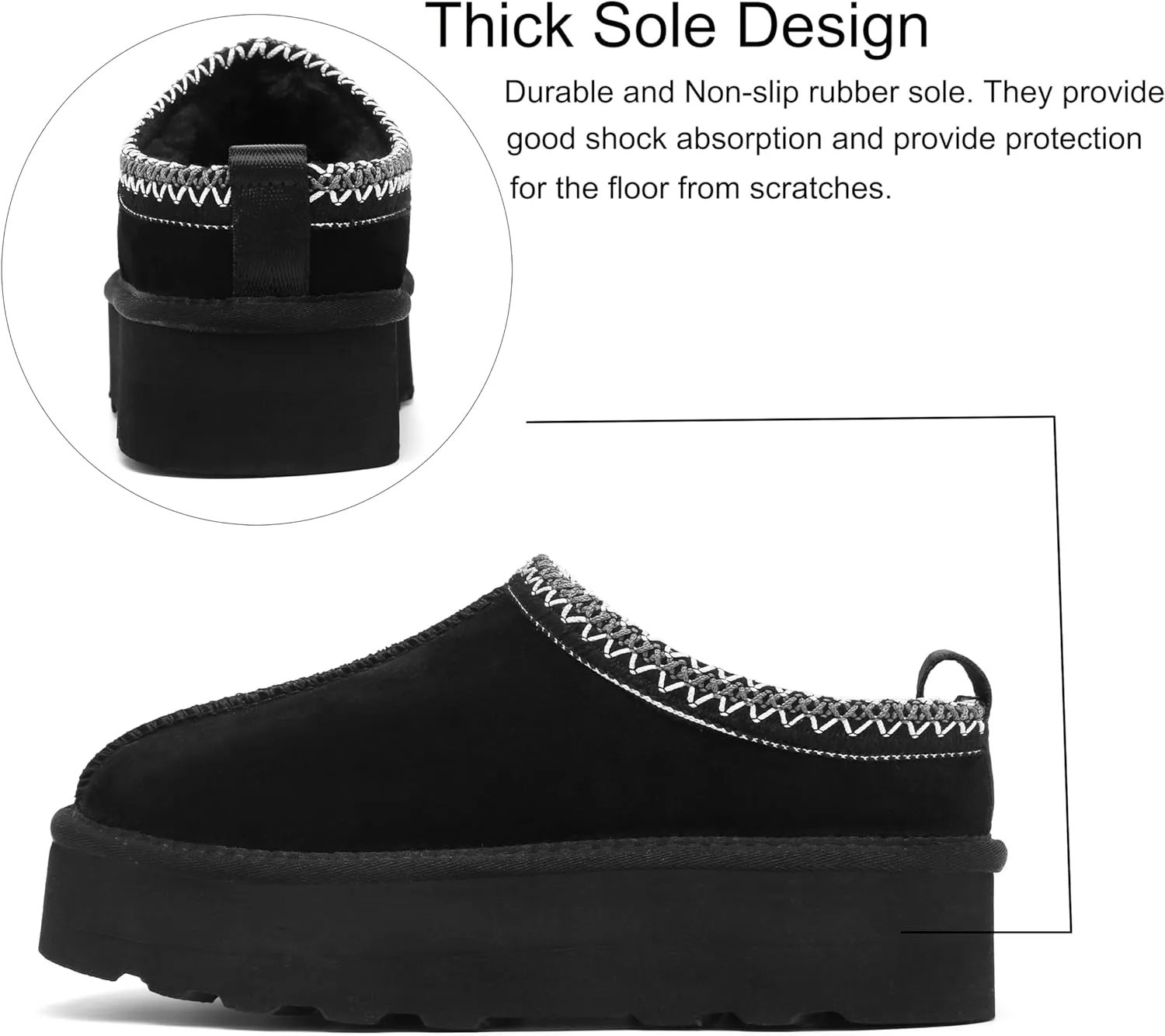 SMajong Women Platform Slippers Mini Snow Boots Thickened Flat Boot Fur Lined Shoes Home Slipper Winter Casual Shoes