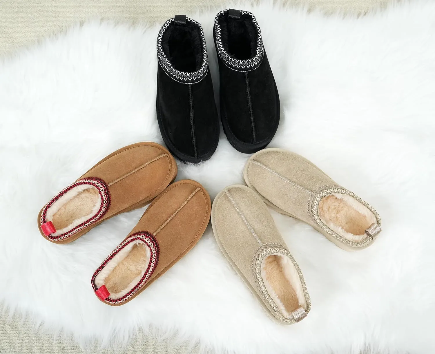 SMajong Women Platform Slippers Mini Snow Boots Thickened Flat Boot Fur Lined Shoes Home Slipper Winter Casual Shoes