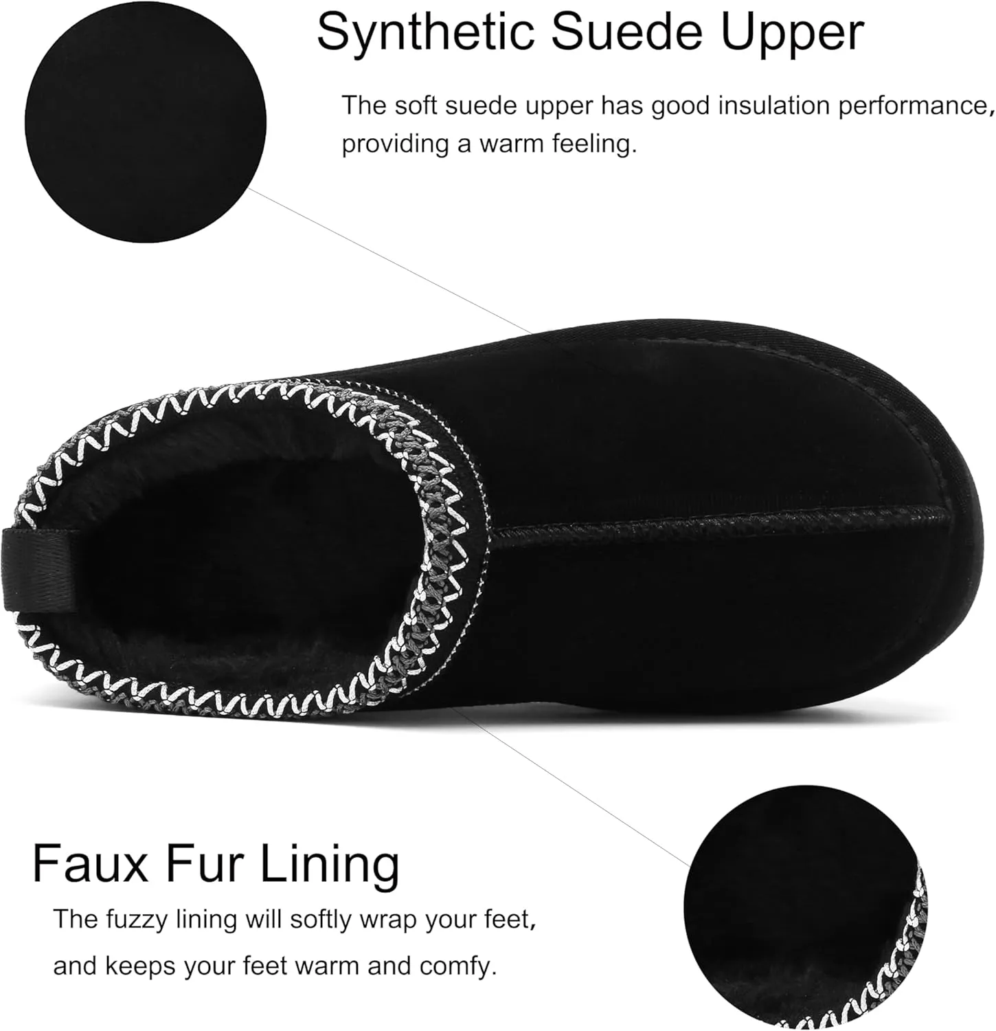 SMajong Women Platform Slippers Mini Snow Boots Thickened Flat Boot Fur Lined Shoes Home Slipper Winter Casual Shoes