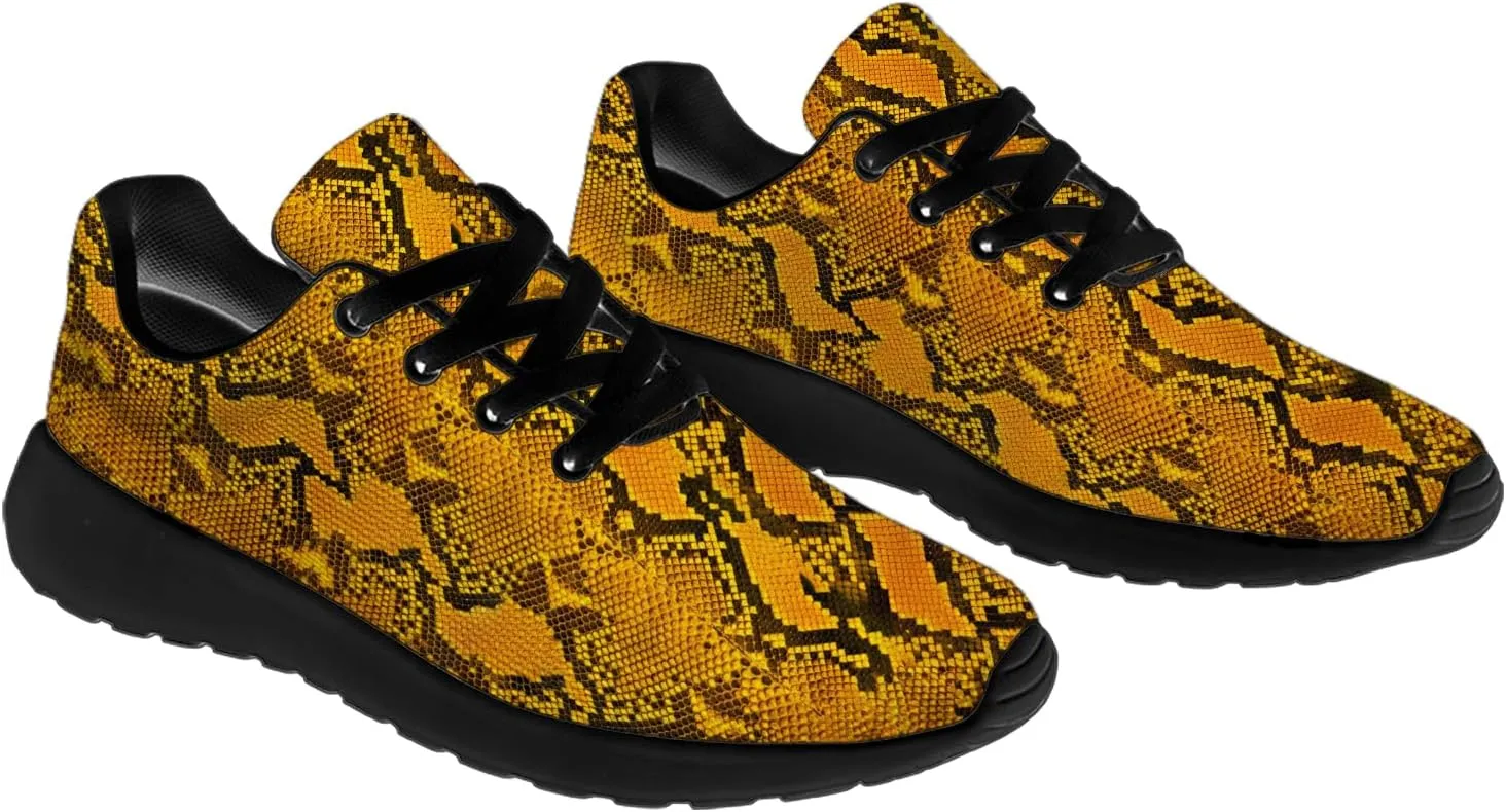 Snake Skin Print Shoes for Men Women Lightweight Comfort Running Tennis Walking Sneakers Gifts for Dad Mom