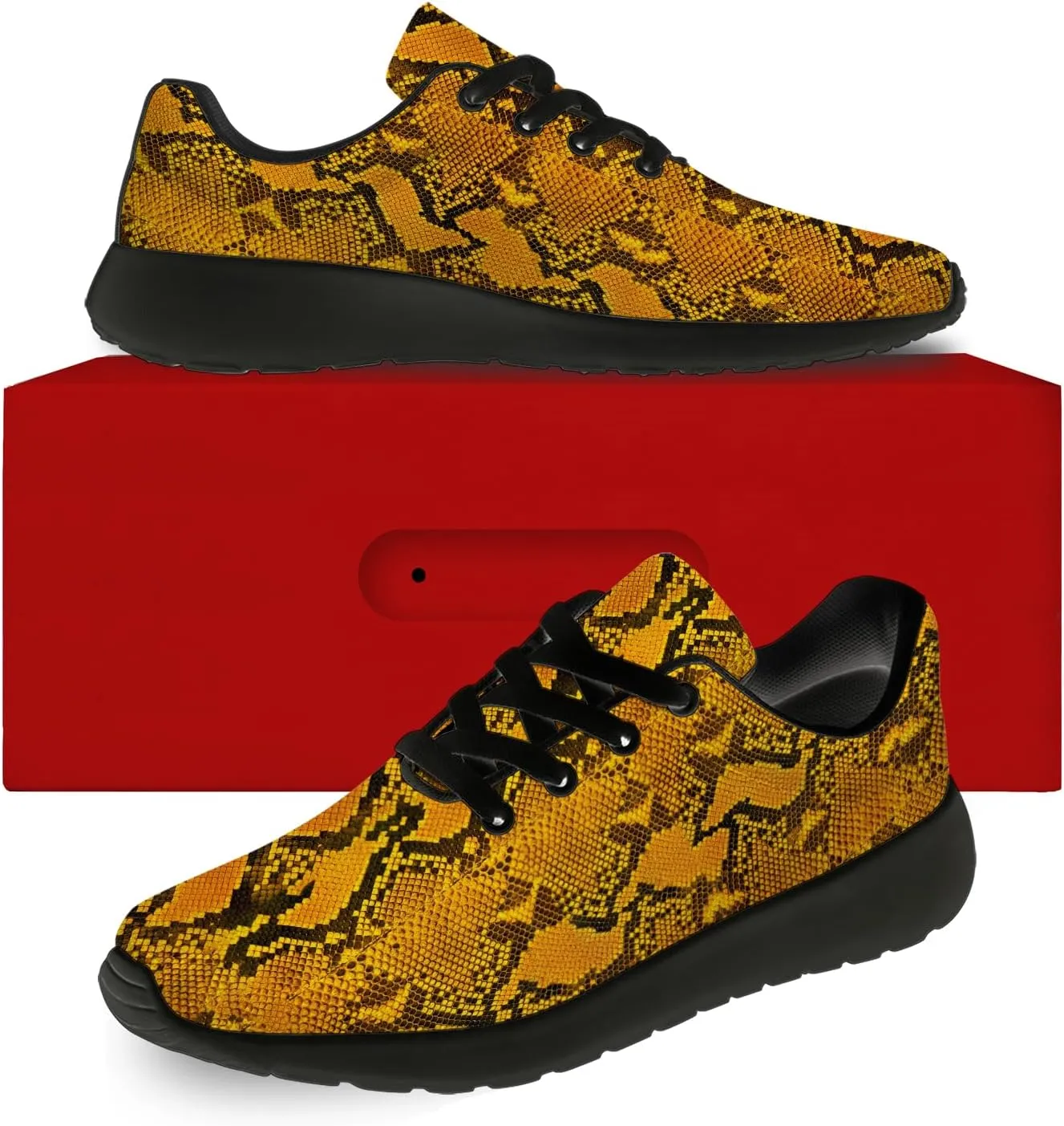 Snake Skin Print Shoes for Men Women Lightweight Comfort Running Tennis Walking Sneakers Gifts for Dad Mom