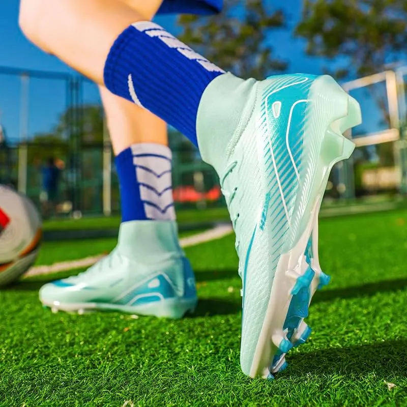 Soccer Cleats Mens Football Cleats Professional Soccer Shoes High-Tops Non-Slip Spikes for Big Boys Wide Training Sneaker Outdoor Indoor for AG/FG/TF Football Boots