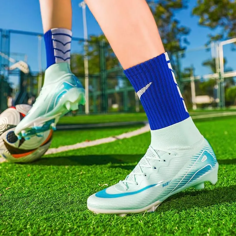 Soccer Cleats Mens Football Cleats Professional Soccer Shoes High-Tops Non-Slip Spikes for Big Boys Wide Training Sneaker Outdoor Indoor for AG/FG/TF Football Boots