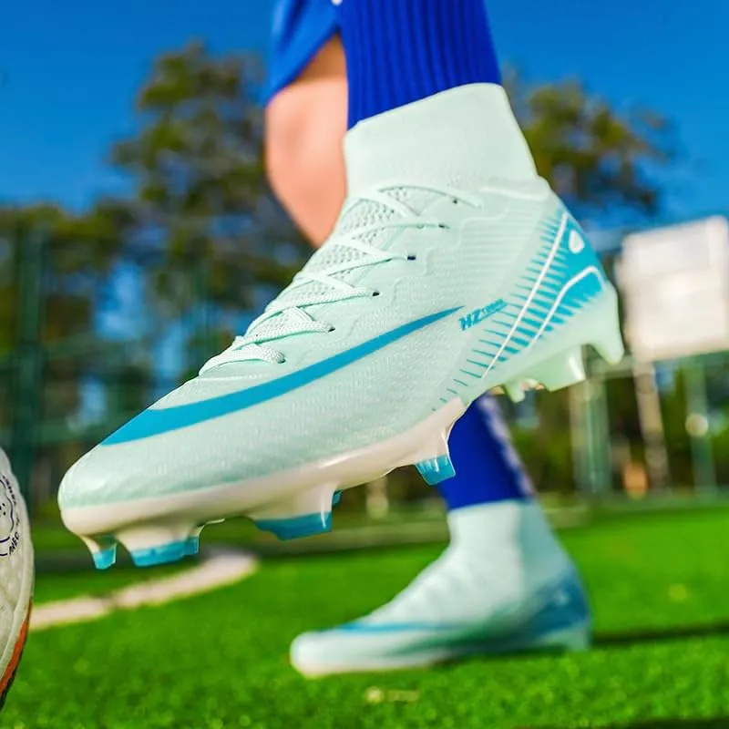 Soccer Cleats Mens Football Cleats Professional Soccer Shoes High-Tops Non-Slip Spikes for Big Boys Wide Training Sneaker Outdoor Indoor for AG/FG/TF Football Boots