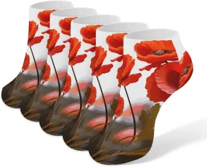 Socks Poppy Flowers Vivid Petals Printed Women Socks Ankle Socks Christmas Socks Running Socks Slipper Socks