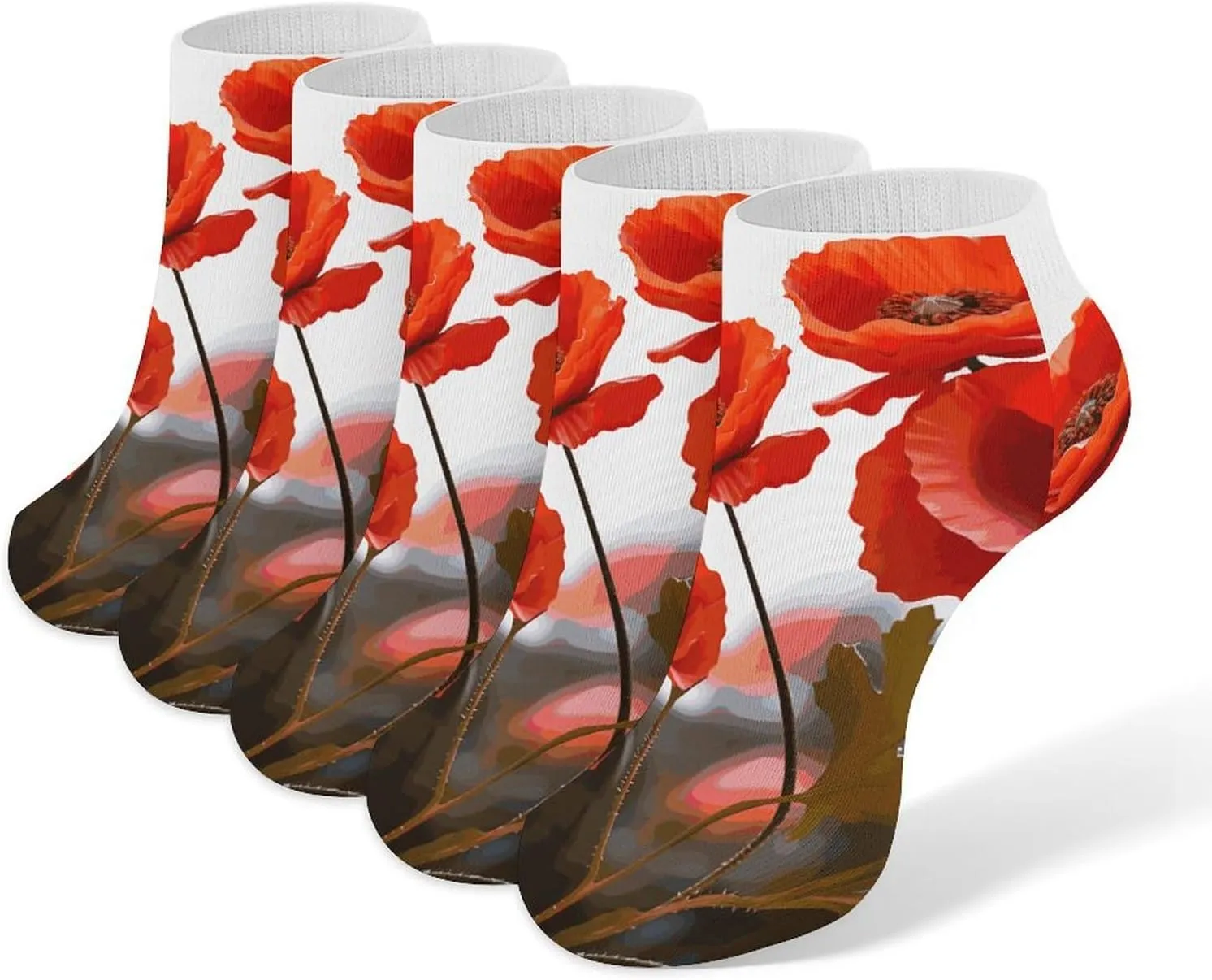 Socks Poppy Flowers Vivid Petals Printed Women Socks Ankle Socks Christmas Socks Running Socks Slipper Socks