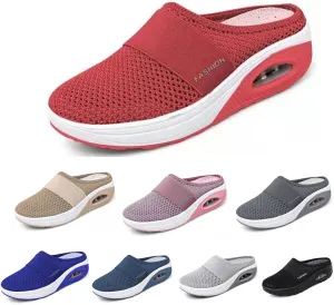 SOLPNOW Women's Air Cushion Slip-on Orthopedic Diabetic Walking Shoes,Breathable with Arch Support Wedge Platform Slipper