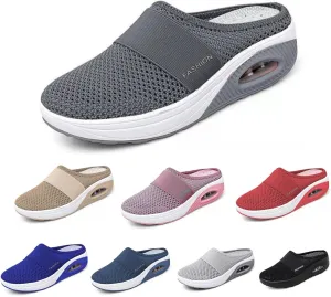 SOLPNOW Women's Air Cushion Slip-on Orthopedic Diabetic Walking Shoes,Breathable with Arch Support Wedge Platform Slipper