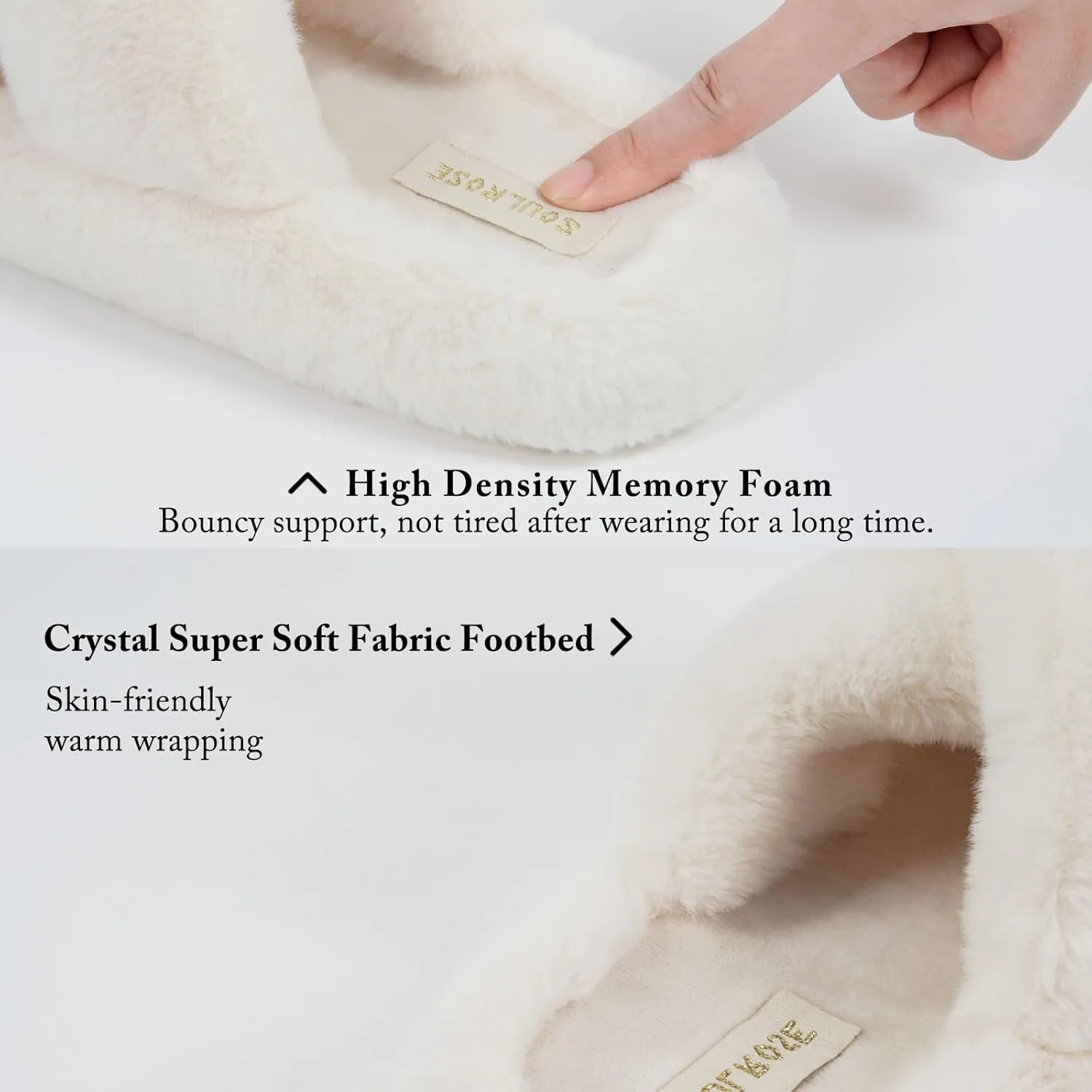 SOULROSE Women's Slippers Open Toe Memory Foam House Slippers for Women Fuzzy Furry Comfy Faux Fur Bedroom Platform Indoor Outdoor Slide Shoes with Anti-Slip Sole Womens Gift Slippers