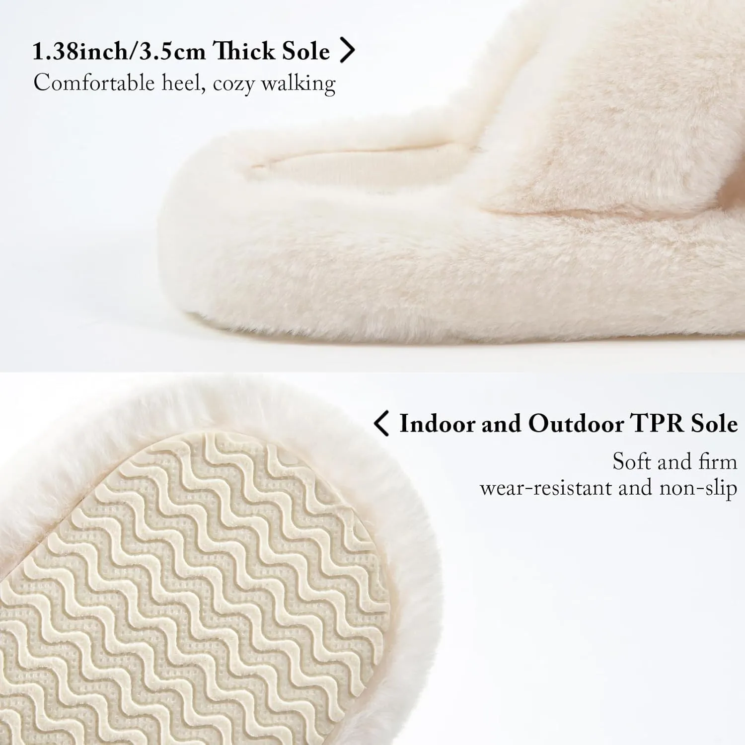 SOULROSE Women's Slippers Open Toe Memory Foam House Slippers for Women Fuzzy Furry Comfy Faux Fur Bedroom Platform Indoor Outdoor Slide Shoes with Anti-Slip Sole Womens Gift Slippers