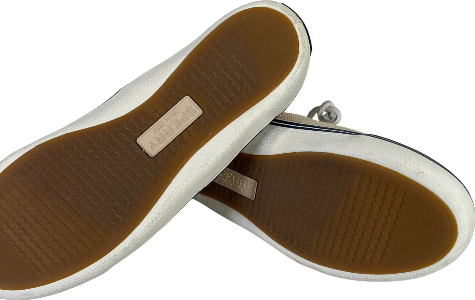 Sperry Women’s Beige Canvas Slip On Boat Shoes - 6