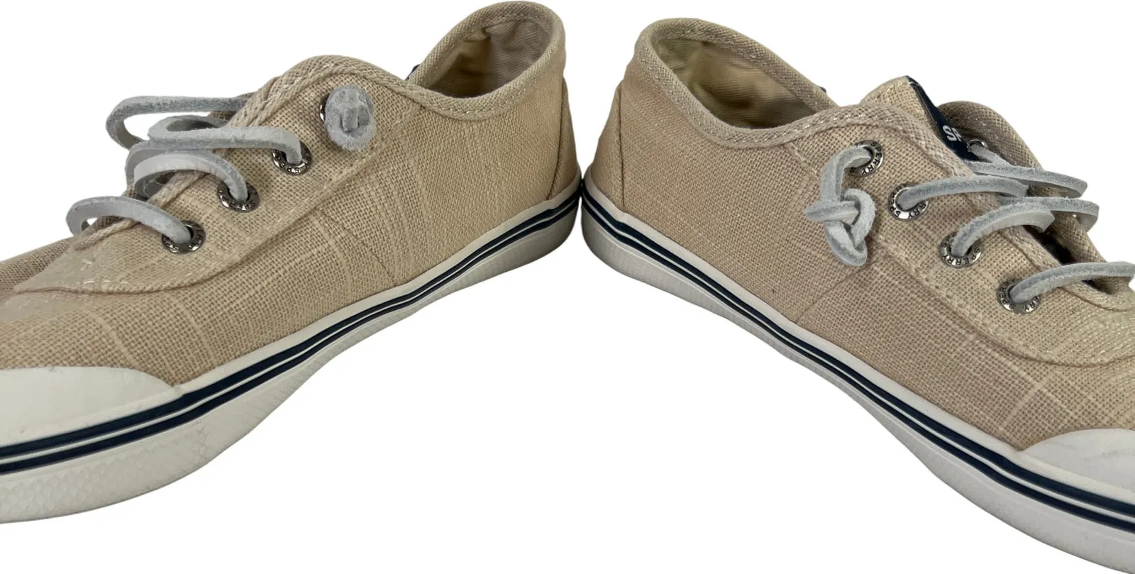 Sperry Women’s Beige Canvas Slip On Boat Shoes - 6
