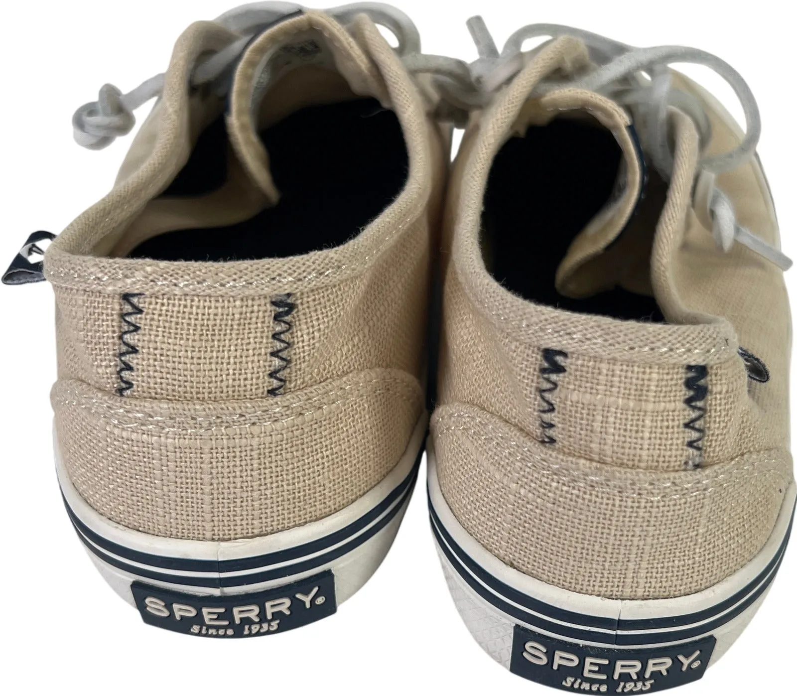 Sperry Women’s Beige Canvas Slip On Boat Shoes - 6