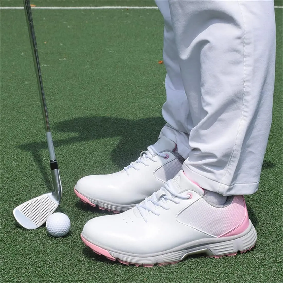 Spiked Golf Shoes for Ladies, Waterproof Walking Sneakers 7 Spikes Golf Trainers Lightweight Comfortable Golf Sport Shoes