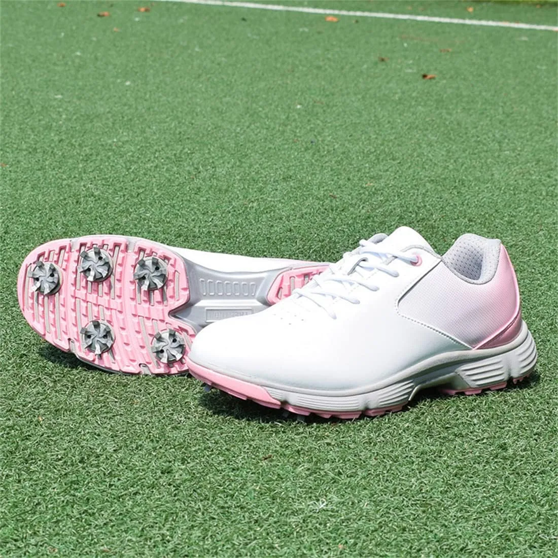 Spiked Golf Shoes for Ladies, Waterproof Walking Sneakers 7 Spikes Golf Trainers Lightweight Comfortable Golf Sport Shoes