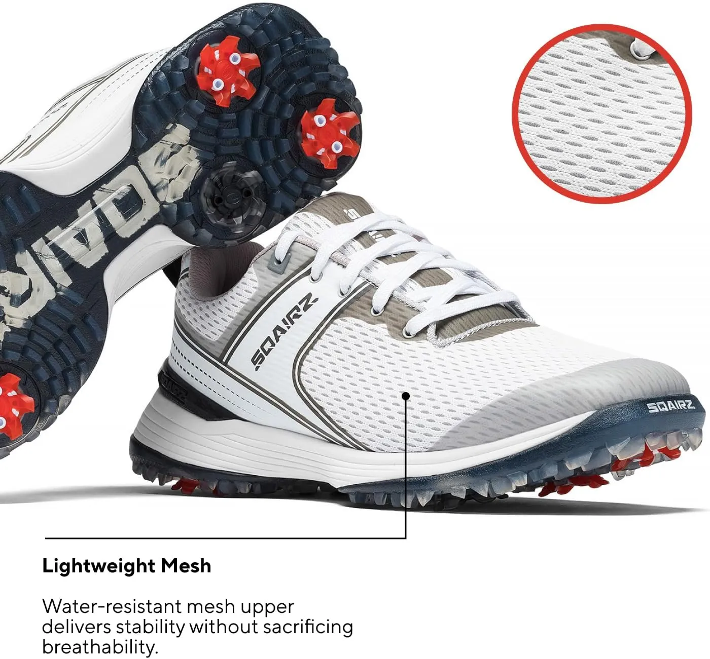 SQAIRZ Freedom Mesh Women's Athletic Golf Shoes, Golf Shoes, Designed for Balance & Performance, Replaceable Spikes, Breathable with Spikes