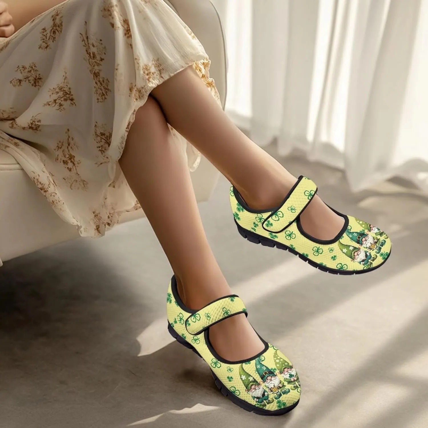 St Patricks Day Mary Jane Shoes for Womens Casual Breathable Casual Flats Non Slip Fashion Walking Sneakers