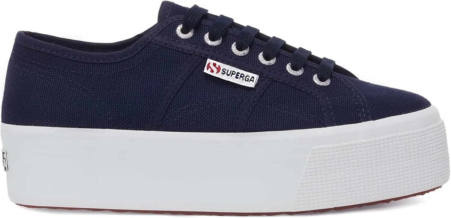 SUPERGA 2790 PLATFORM - Lady Shoes - Wedge - Woman - NAVY-FWHITE, Blue